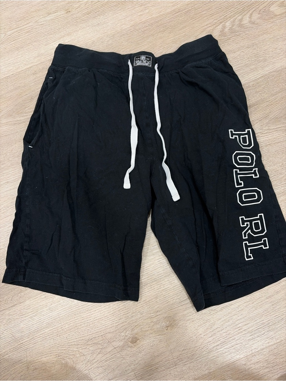 Polo by Ralph Lauren Black Men’s Athletic Shorts with White Drawstring